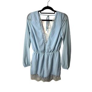 Hommage Los Angeles blue romper lace trim women’s medium